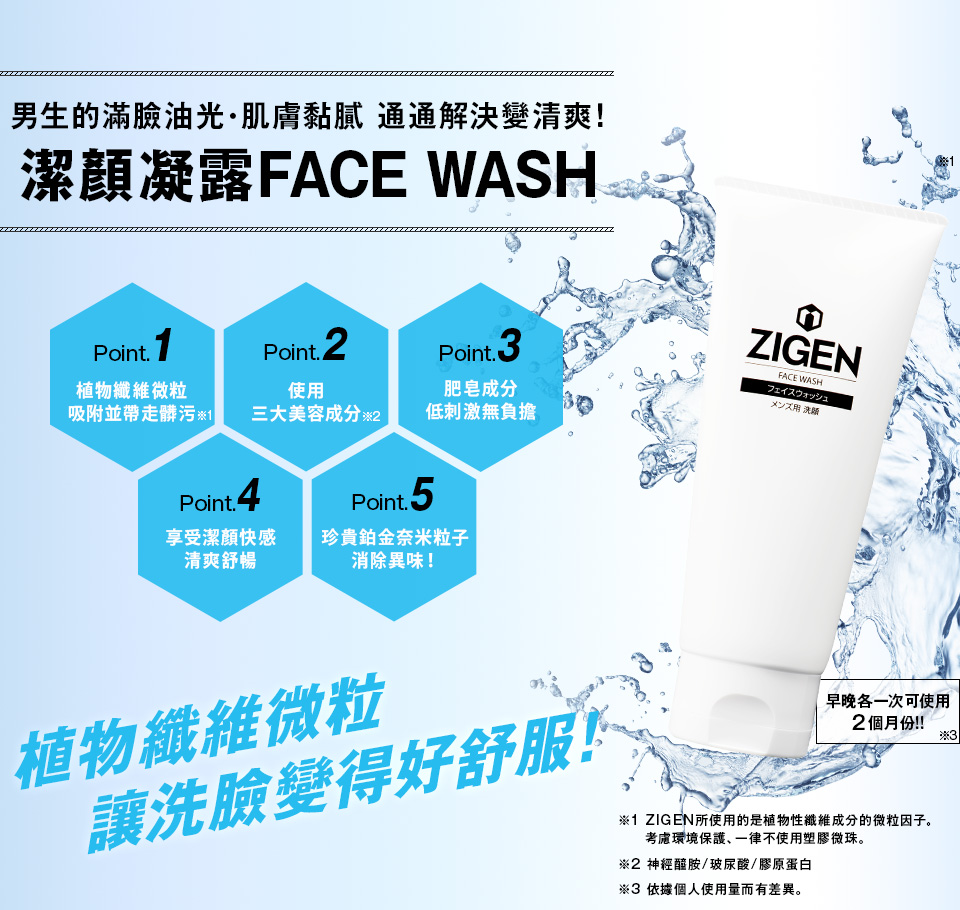 男生的滿臉油光・肌膚黏膩 通通解決變清爽！潔顏凝露FACE WASH